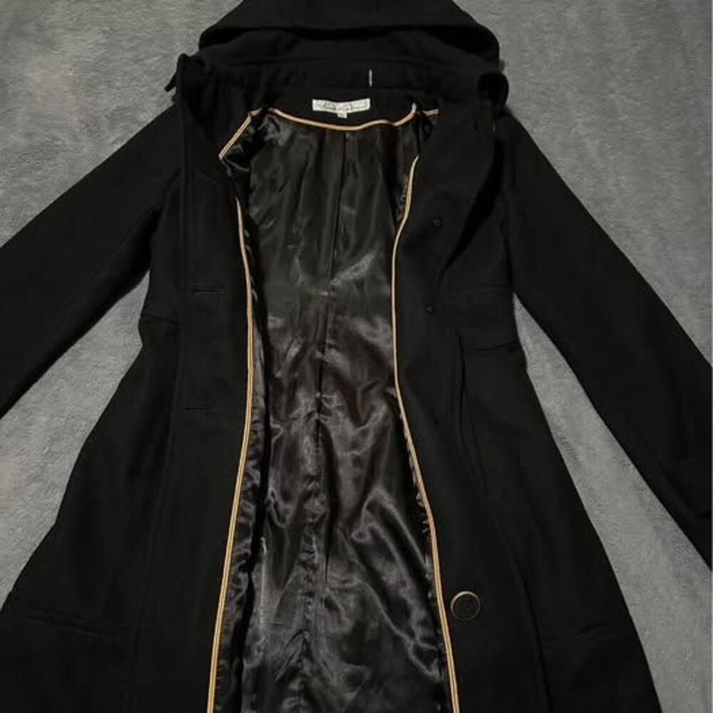 Kenneth Cole New York Women’s Classy Black Hooded Wool Peacoat